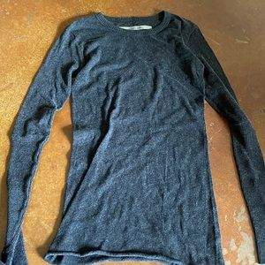 Enza Costa Revolve Cashmere Cotton Blend Cuffed Long Sleeve Top Size M Gray